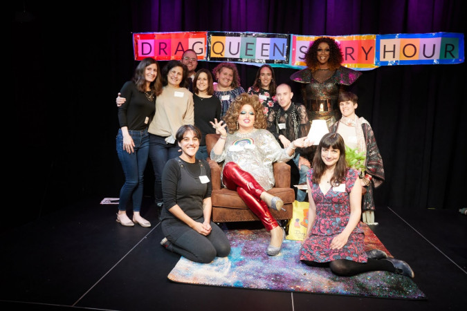An estimated 500 people show up to Drag Queen Story Hour