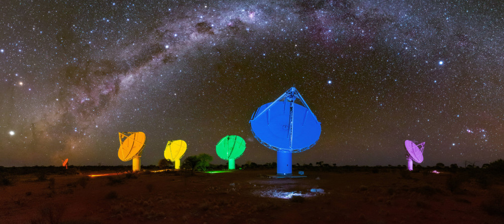Rainbow colors telescopes in Australia